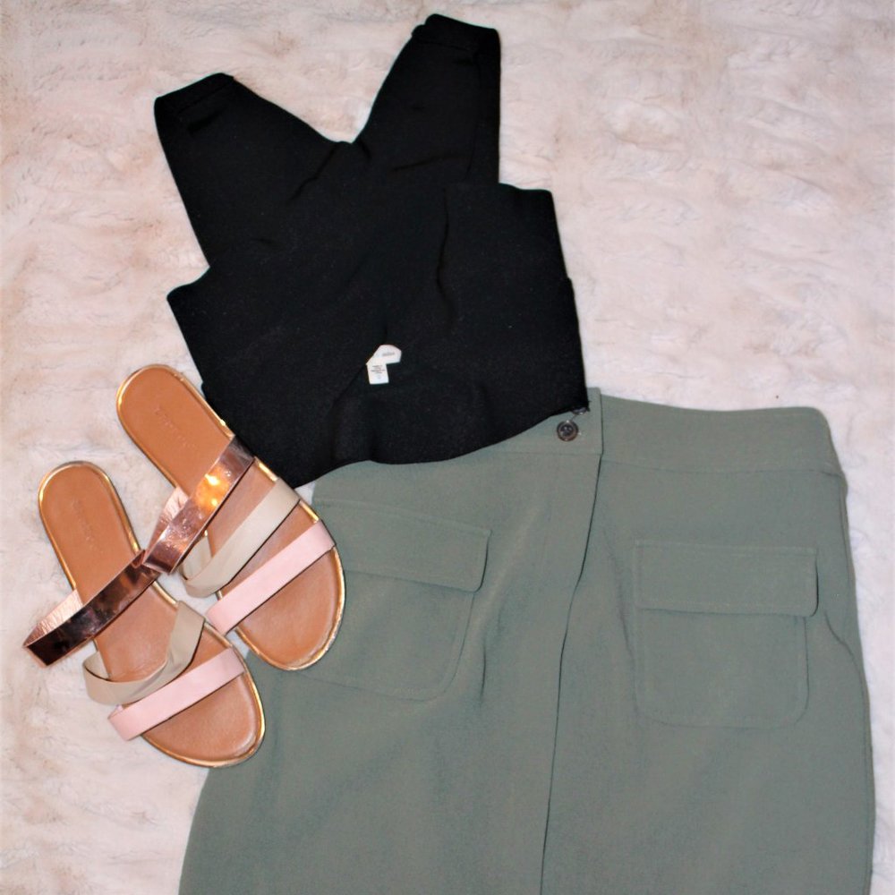 Black, Cut Out, Cropped Top